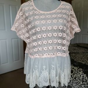 Crocheted Peach top with Lace bottom NWT